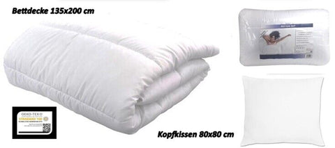 Microfaser Bettenset Kopfkissen Bettdecke 135x200 / 80x80 cm Allergiker geeignet
